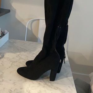 STEVE MADDEN thigh high black suede feel boots 6.5